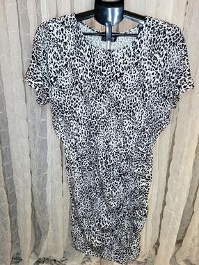 Everlily Black & White monochrome Leopard Animal Print Adjustable Length Dress
